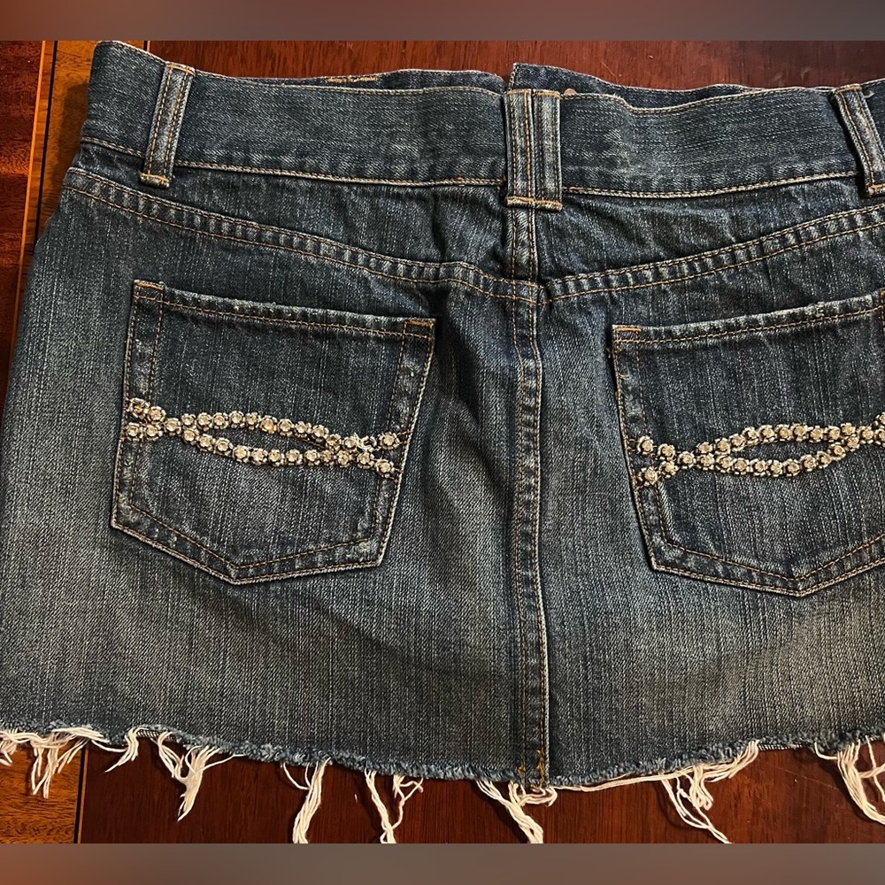 Y2K Abercrombie & Fitch Rhinestone Denim Mini Skirt Size 8 - Picture 6 of 11
